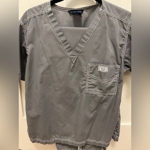 Grey blue sky scrubs top with long bottoms